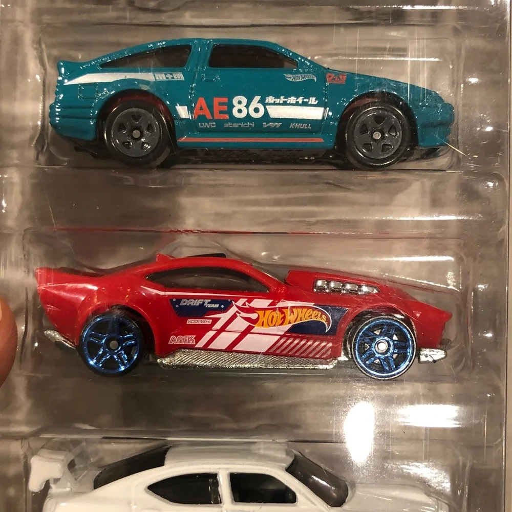 Mattel Hot Wheels Drift Car Set - Blue, Red, White, Yellow